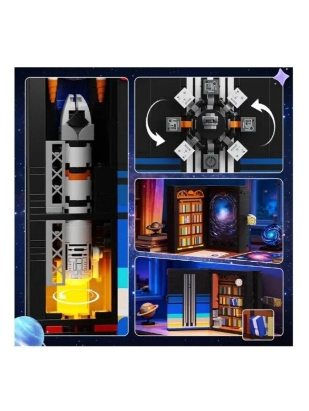 Magic Space Book Nook Building Blocks Set With LED Light 945 Pcs NEW